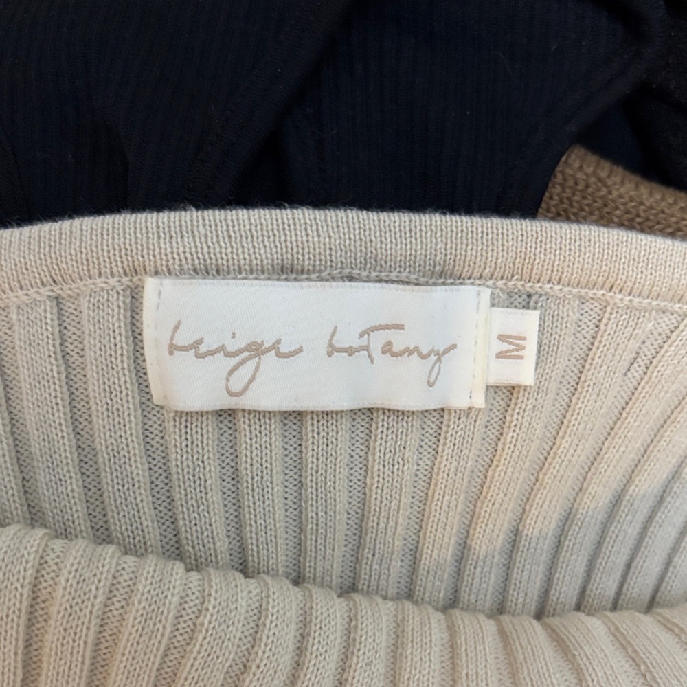 Cream Ribbed Knit Crop Top - Picture 4 of 4